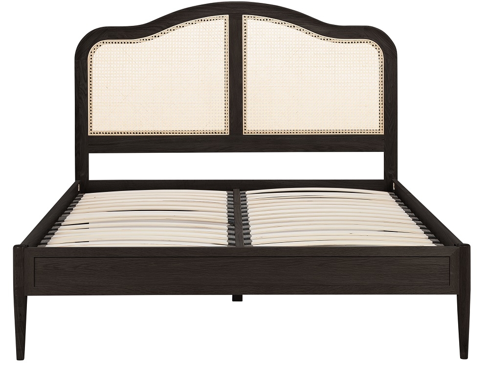 Product photograph of Leonie Black Oak Bed from Choice Furniture Superstore.